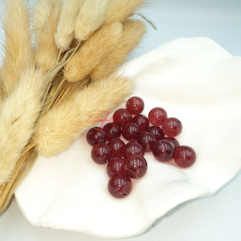 1 hạt đá màu dâu tây đỏ