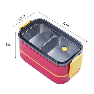 Hộp cơm giữ nhiệt 2 tầng ruột inox - Hộp cơm văn phòng 2 tầng ruột inox