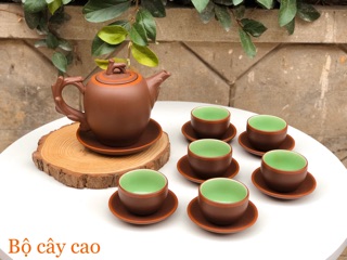 Ấm chén tử sa Bát Tràng dáng Gốc cây (cây cao)
