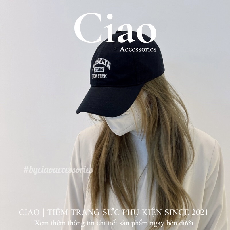 [HOẢ TỐC 1H] Nón/ Mũ vành thiết kế chữ thêu nổi trẻ trung năng động đơn giản Brooklyn Ciao