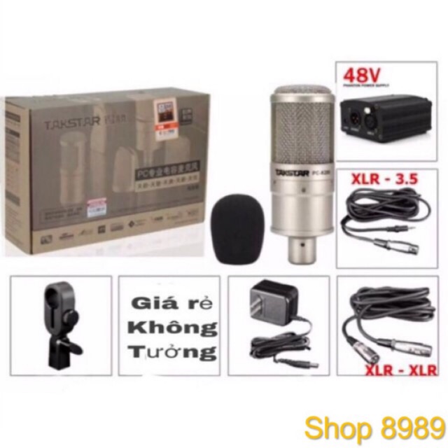 [Mã ELHACE giảm 4% đơn 300K] Combo Mic Thu Âm Takstar Pc K200+Nguồn 48v.bh 6 tháng