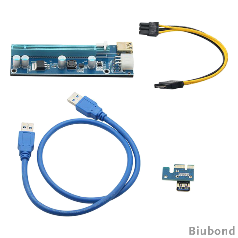 Ubit  Latest PCI-E Riser Express Cable 1X to 16X with Led Graphics Extension Powered Riser Adapter Card +60cm USB 3.0 Cable