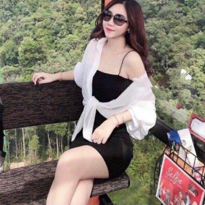 ĐẦM HAI DÂY - ÁO KHOÁC VOAN CỘT MỎNG NHẸ CHIZISHOP CZ002