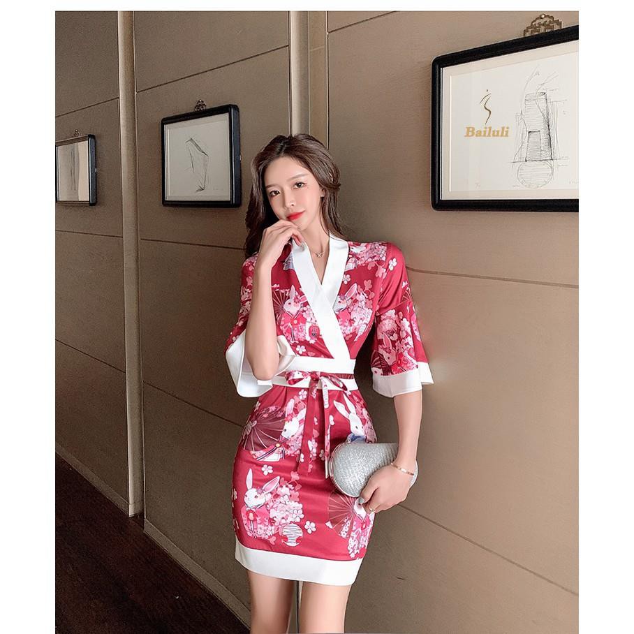 Áo Choàng Tắm Kiểu Kimono Cách Tân Phong Cách Vintage Nhật Bản