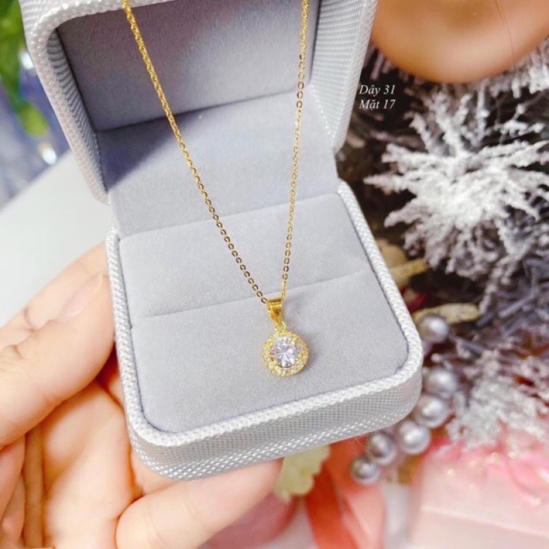 Dây kèm mặt đá tròn gold. Vtay 10kara