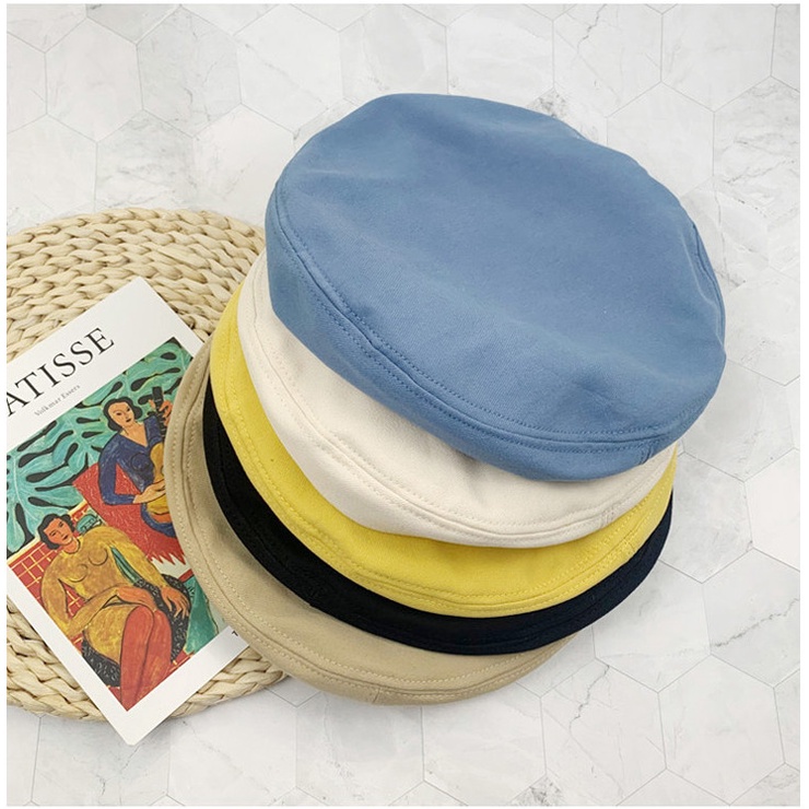 Mũ nồi nón Beret nữ trơn phong cách Hàn Quốc có dây điều chỉnh - BR01
