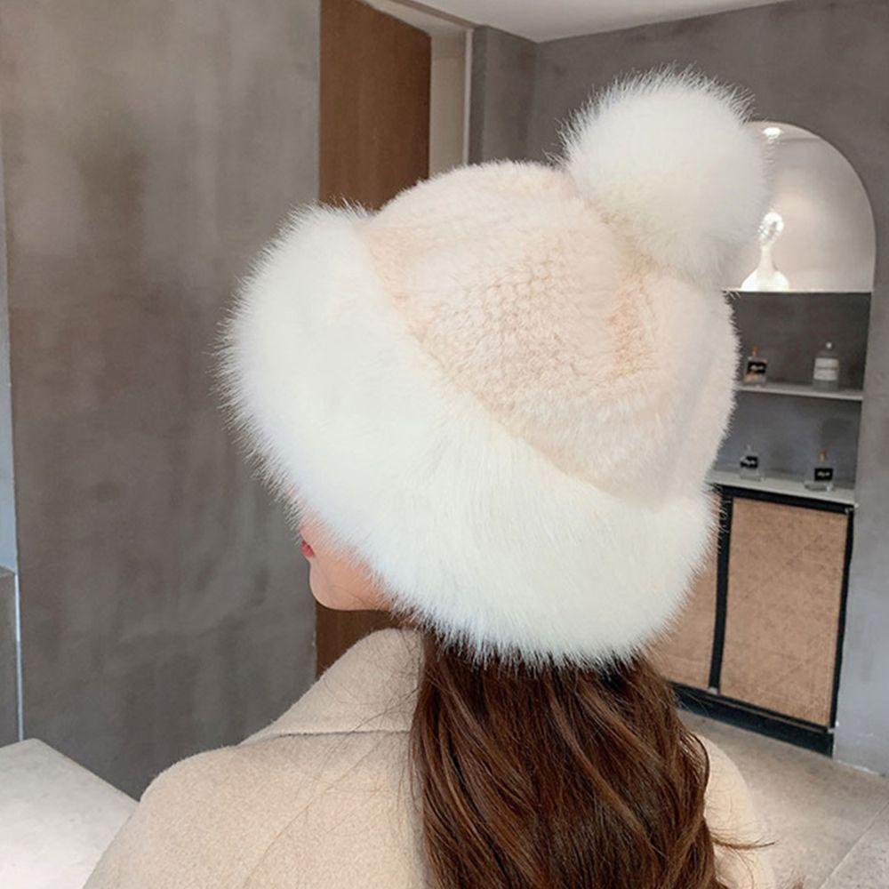 LANSEL Mũ Trùm Đầu Giả Lông Thú Phong Cách Trẻ Trung Dành Cho Nữ