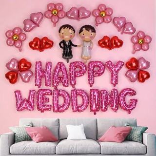 Bóng nhôm chữ Happy Wedding