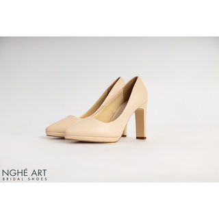 Giày cưới Nghé Art basic cao gót 237 kem