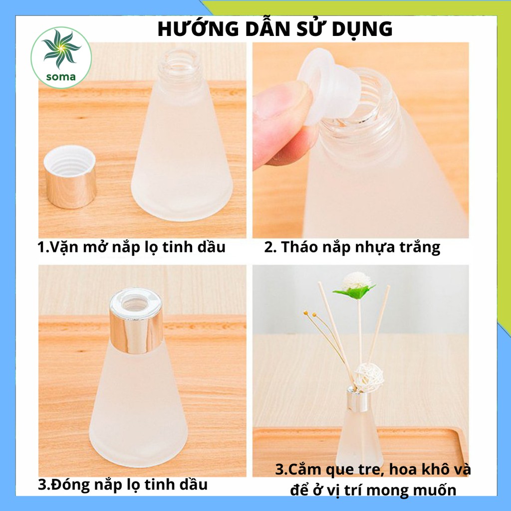 Lọ KHUẾCH TÁN tinh dầu hình tam giác bằng que mây KT03