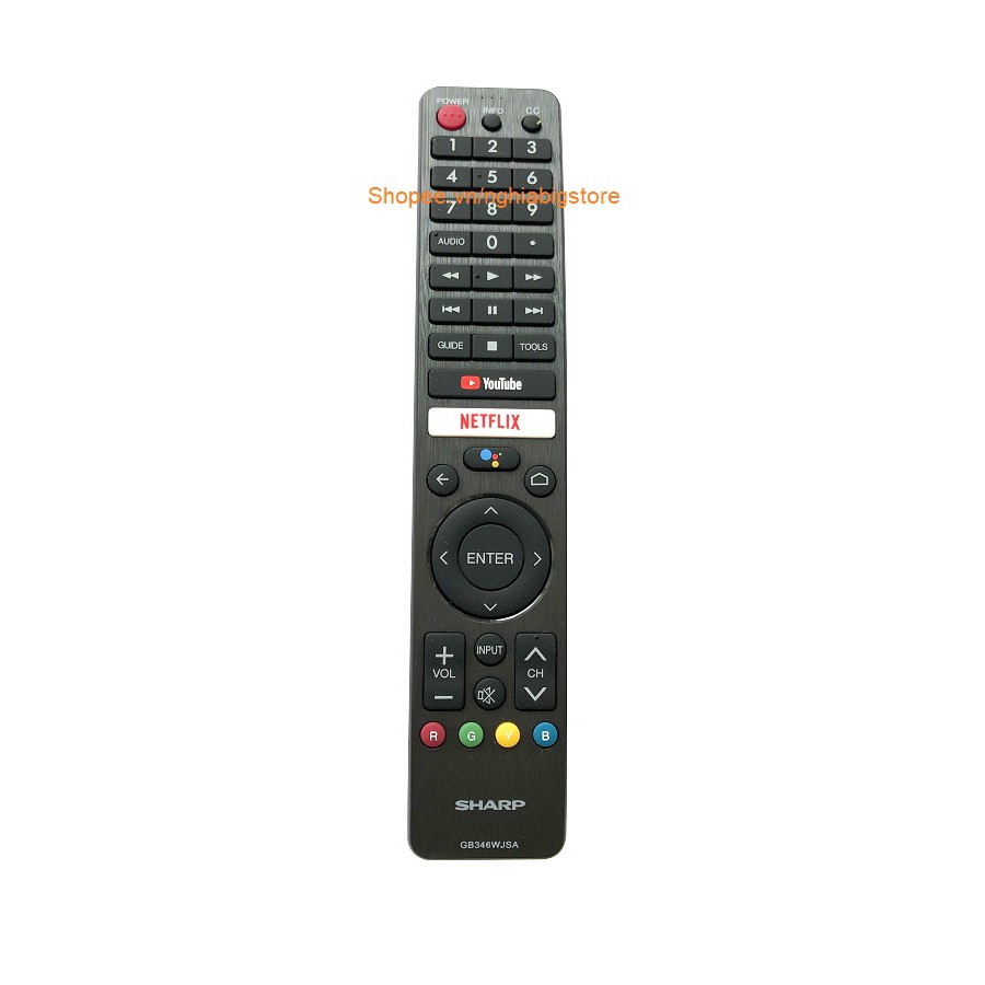 [Chính Hãng] Remote Điều Khiển Giọng Nói TV SHARP - Smart TV, Android Tivi GB346WJSA - NowShip, Grab Tp.HCM