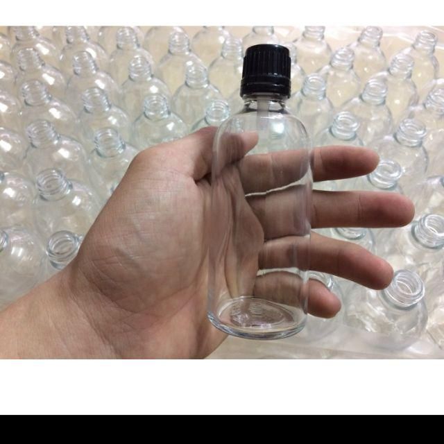 COMBO 20 Vỏ Lọ 100ml trắng trong + nắp khoen vàng + lót+ nhỏ giọt.