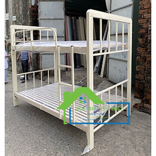 Giường sắt hộp 2 tầng sơn tĩnh điện bền đẹp không rỉ sét,Ngang : 1m2x1m2( Tầng Dưới – Tầng Trên)