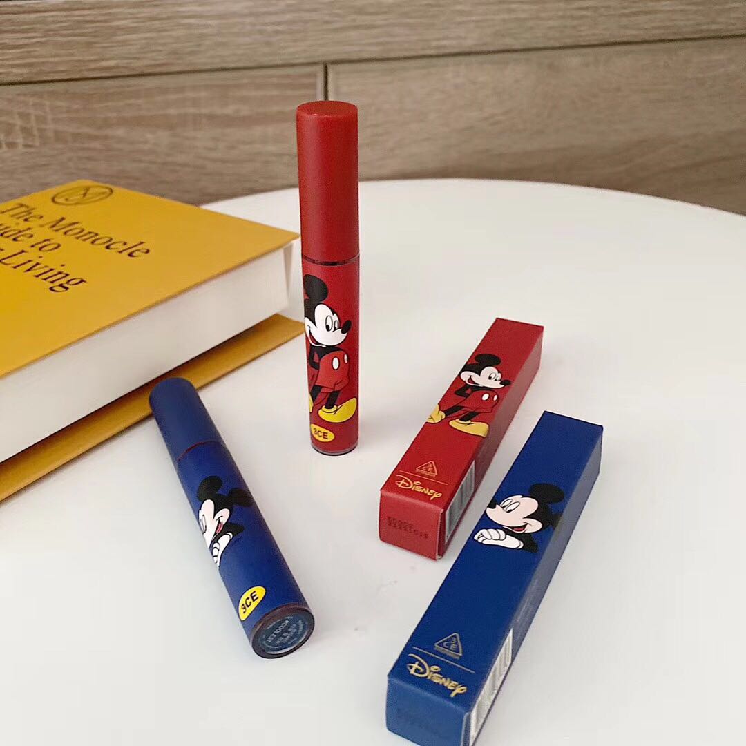 Son Kem 3ce Màu Lì Mịn Như Nhung Thiết Kế Màu Đỏ / Xanh Dương In Hình Chuột Mickey Dễ Thương | BigBuy360 - bigbuy360.vn