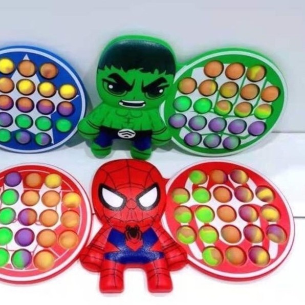 Ready Stock Đồ chơi ấn bong bóng vui nhộn Board Game Pop it Push bubble Fidget siêu nhân hulk Temo Toys