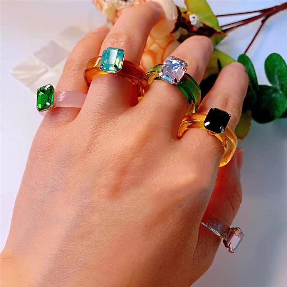 Nhẫn Hình Học Nhiều Màu Phong Cách Cổ Điển Dành Cho Nữ