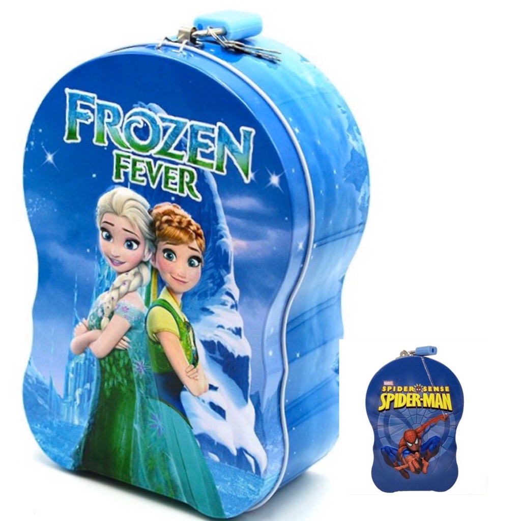 Két sắt mini đựng tiền tiết kiệm ống heo lợn cho bé hình người nhện - elsa cho bé
