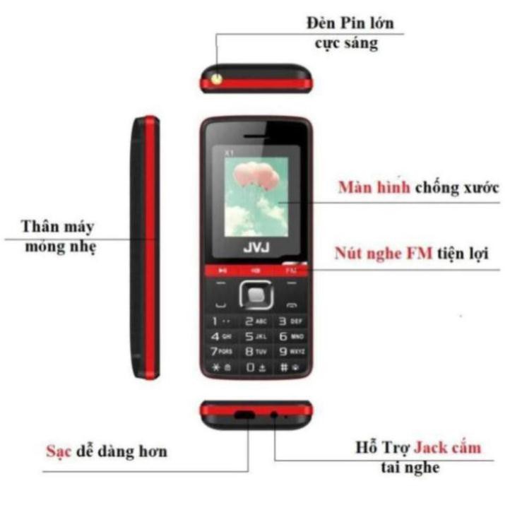 Điện thoại JVJ X1 - 8MB/32G/1000mAh - TẠNG TAI NGHE SUPER BASS CHỐNG ỒN