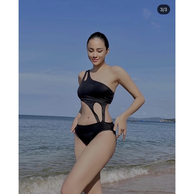 Bikini 1 mảnh đen cut eo táo bạo sexy