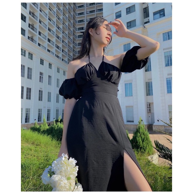 (Có bigsize) ĐẦM MAXI RỚT VAI DÂY CỔ YẾM CUTOUT LƯNG BO CHUN MẶC ĐƯỢC NHIỀU KIỂU H4