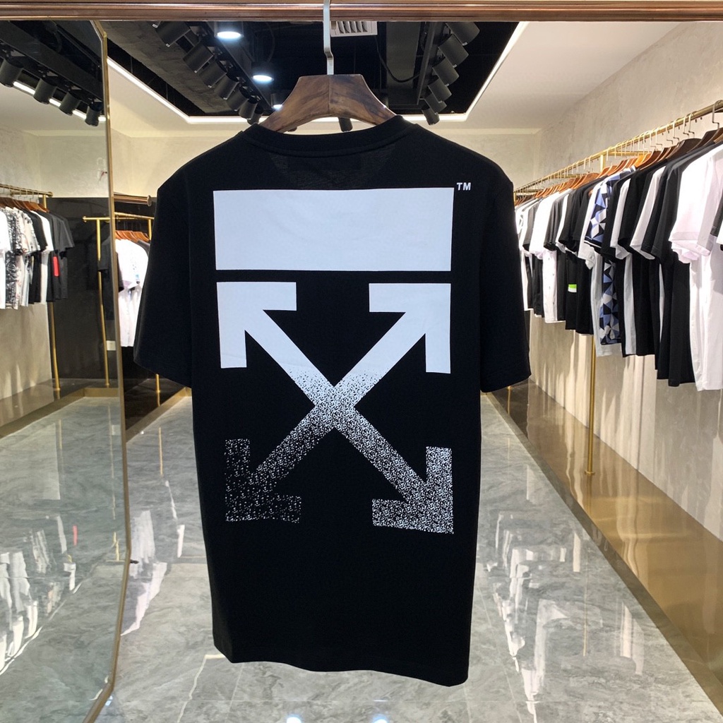 Áo thun Off white tay ngắn cổ tròn in hình thời trang cho nữ