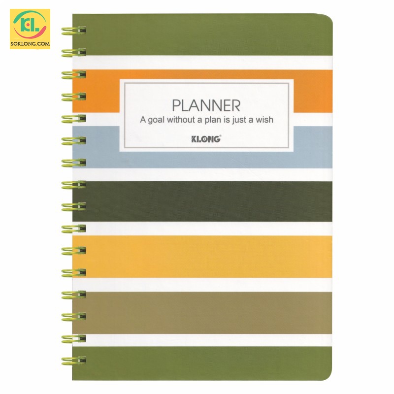 Sổ kế hoạch Planner A5 sọc ngang lò xo kép 200 trang Klong MS945 nhiều màu