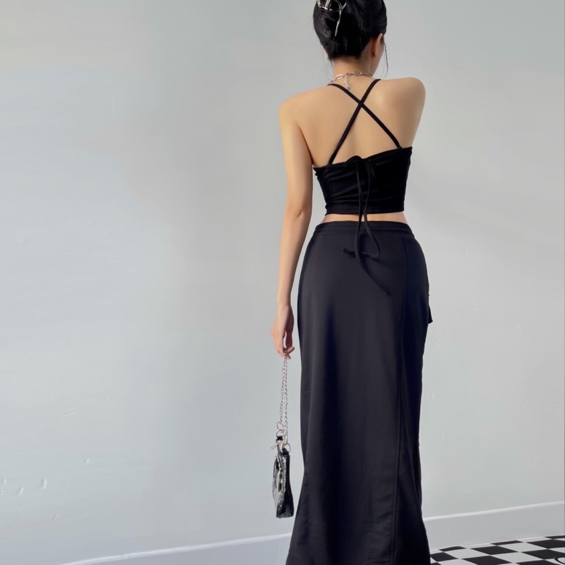 ✅Set áo ba lỗ và chân váy túi hộp
