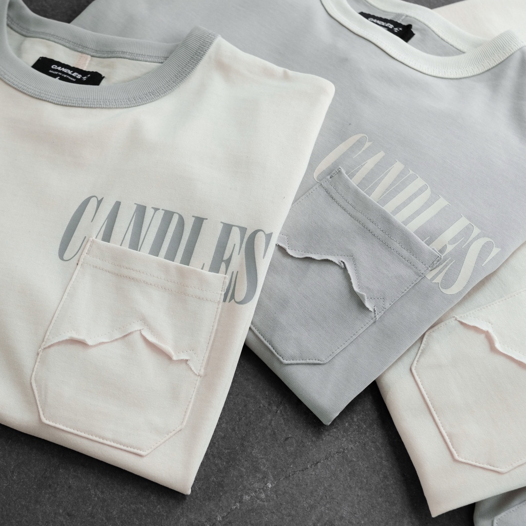 Áo phông nam nữ oversized CANDLES BYB POCKET thiết kế phối cổ năng động chất liệu Cotton 260gsm chính hãng