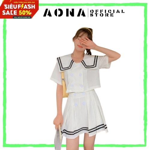 Set Áo Crt Thuỷ Thủ Mix Chân Váy Tenis Chất Liệu Đũi Mát Có video và hình ảnh minh họa Aona