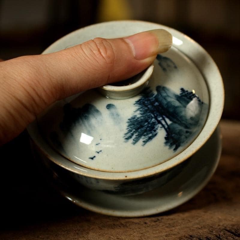 Chén khải sứ vẽ tay cao cấp nung củi-chén khải tiềm trà