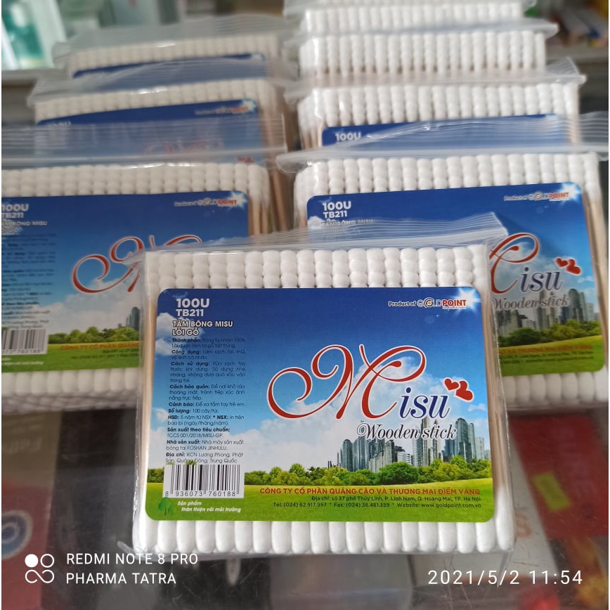 Tăm Bông Cán Gỗ misu
