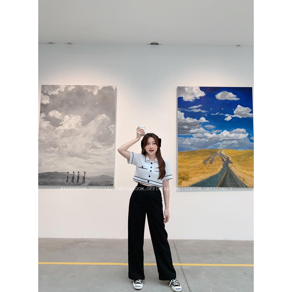 Set áo croptop mix quần suông đen - Mono set Mayberoom | BigBuy360 - bigbuy360.vn