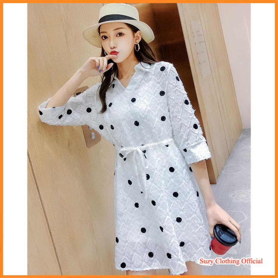 [Mã FAGREEN1505 giảm tới 30K đơn 99K] Đầm chữ A chấm bi chất vải voan họa tiết | BigBuy360 - bigbuy360.vn