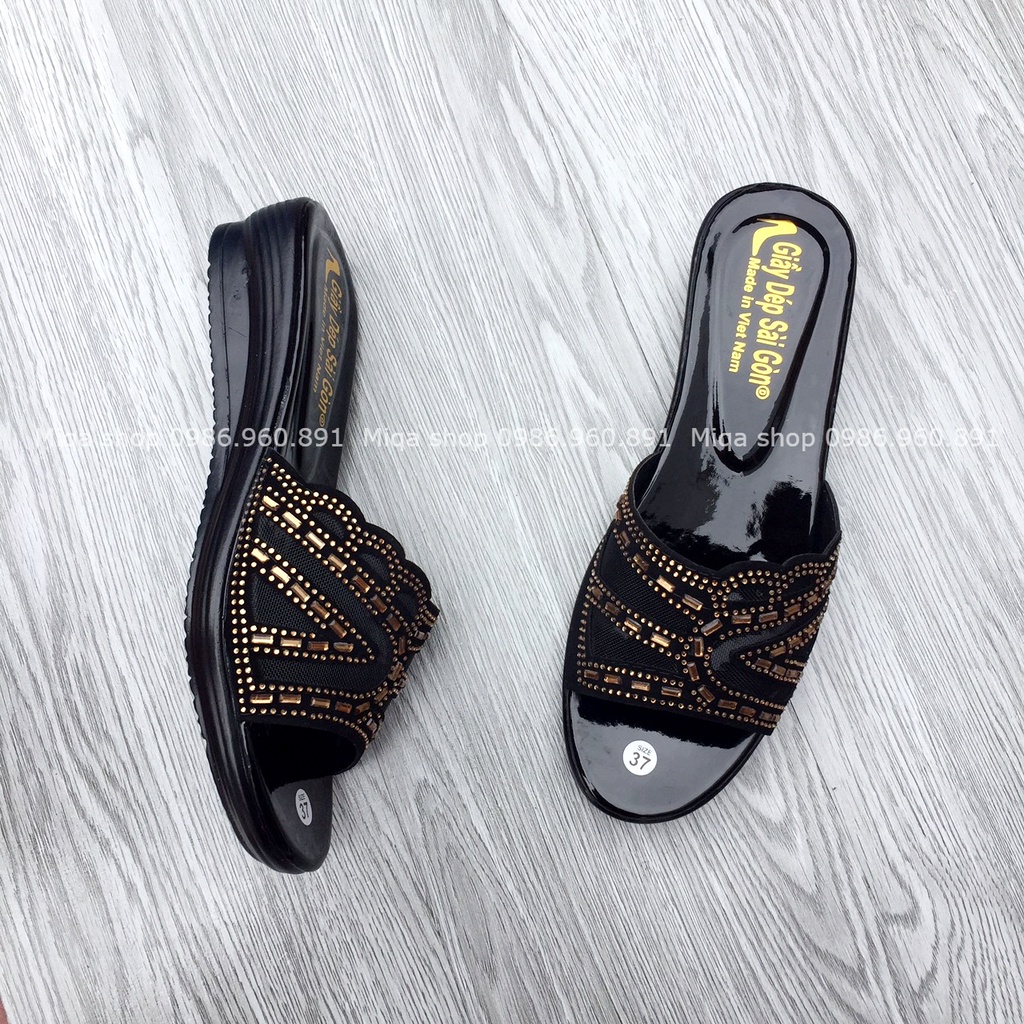 Ảnh thật - Dép cho mẹ - dép trung niên 3p đính hạt - bao nhẹ, bền đẹp, chắc chân