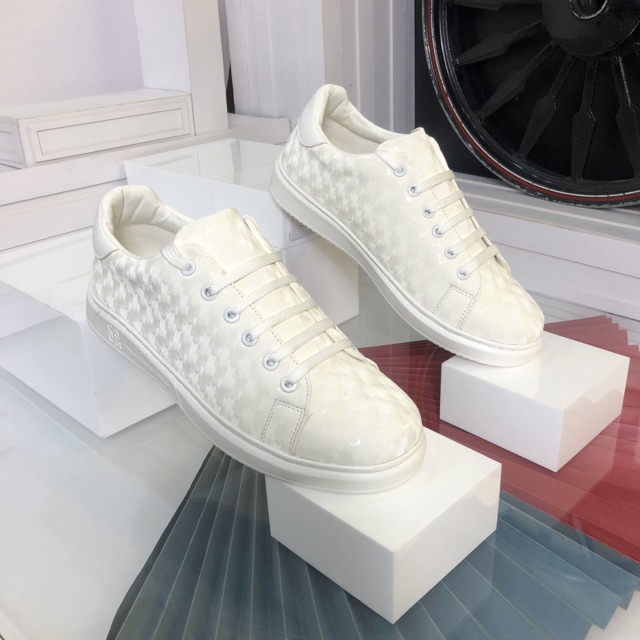 Giày Nam Trắng ⚜️Bệu Store⚜️ Giày Da Sneaker Nam Màu Trắng Vẫn 3D Siêu Chất - Phong Cách Dễ Phối Đồ