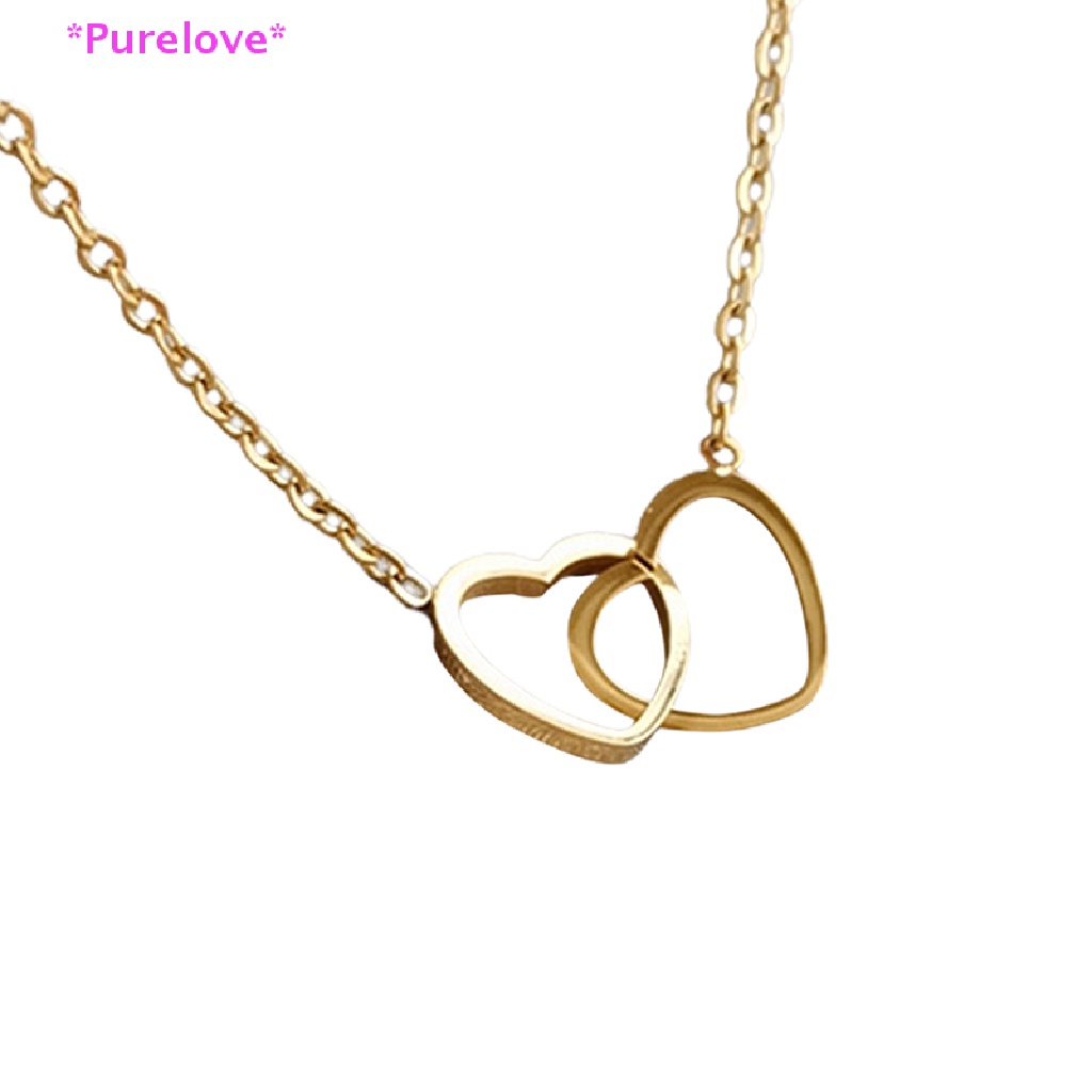 Vòng cổ Mặt Trái Tim Đôi Bằng Thép Không Gỉ Thời Trang Mới