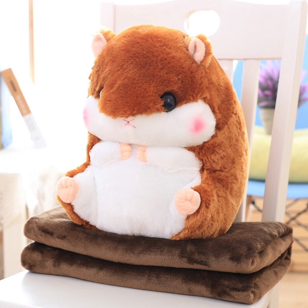 BỘ CHĂN GỐI VĂN PHÒNG HÌNH CHUỘT HAMSTER  MAY MẮN ĐÓN NĂM CANH TÝ