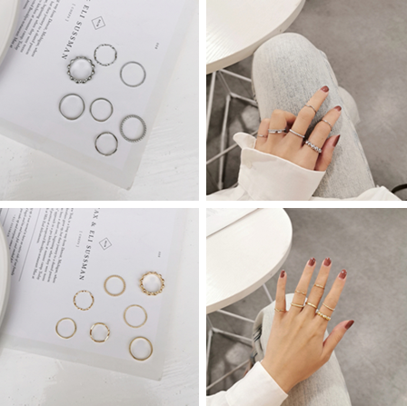 Bộ 7 Nhẫn Thiết Kế Giản Đơn Phong Cách Hàn Quốc Thanh Lịch Cho Nữ