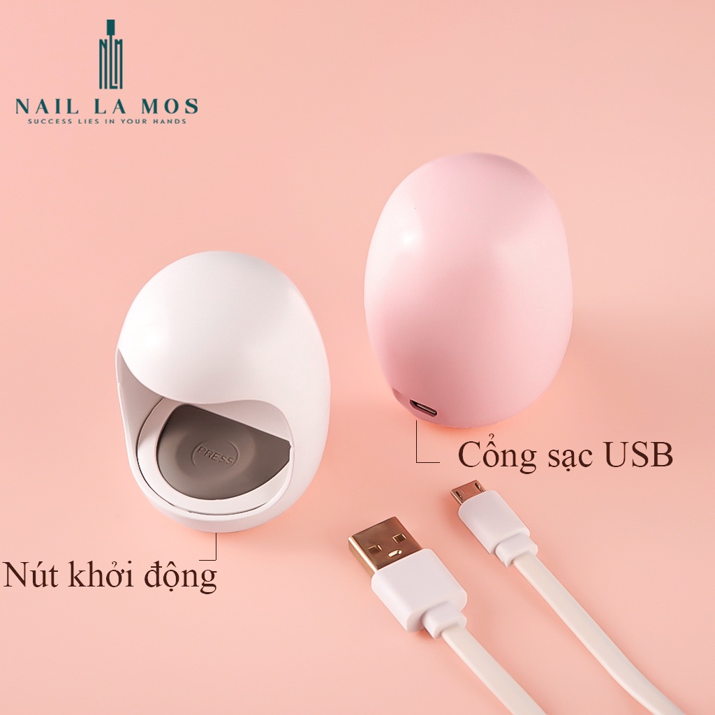 Máy hơ gel mini hình quả trứng - Máy hơ cầm tay nhỏ gọn tiện lợi (kèm dây sạc USB)