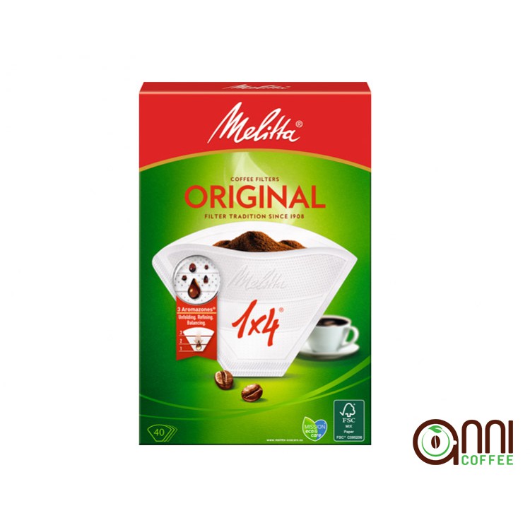 Giấy lọc Cà phê [Melitta 1x4 Cup] Drip Coffee Paper - Hàng chính hãng nhập khẩu - Drip coffee paper - Hộp 40 tờ