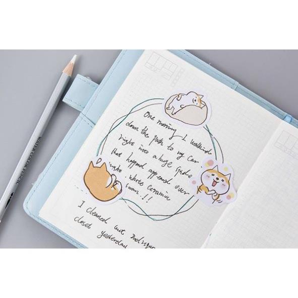 Bộ 45 Sticker Hàn Quốc hình Shiba Inu dễ thương dán trang trí E14