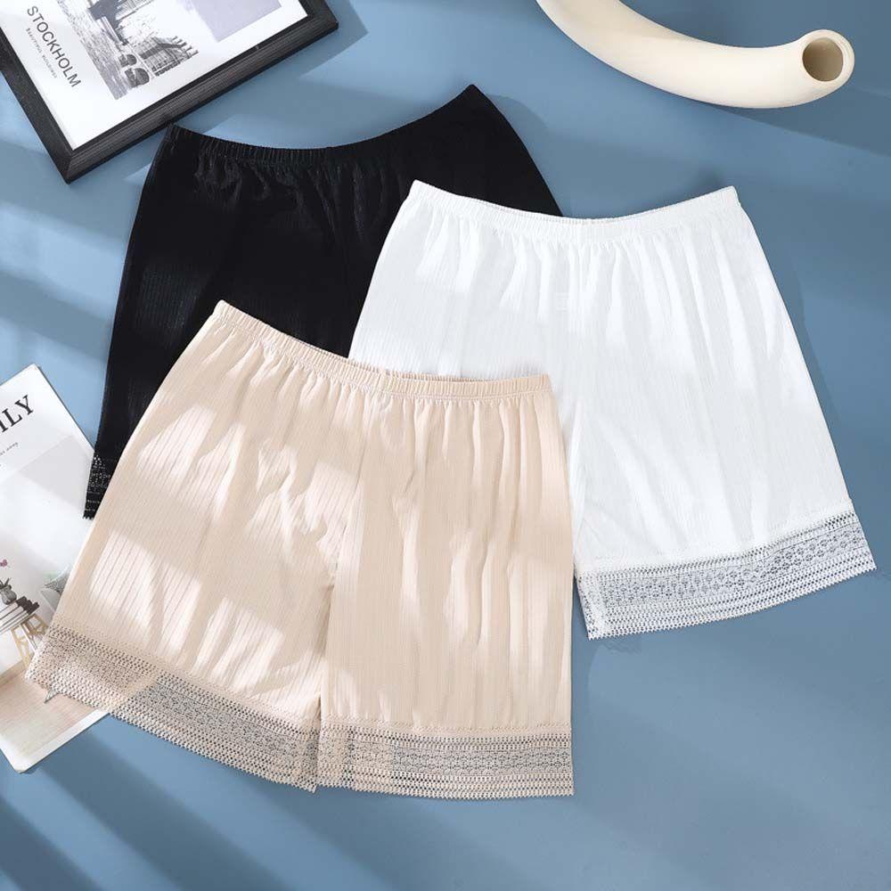 Quần Short Mặc Ngủ Bằng Lụa Mát Dáng Rộng Phối Ren Quyến Rũ Cho Nữ