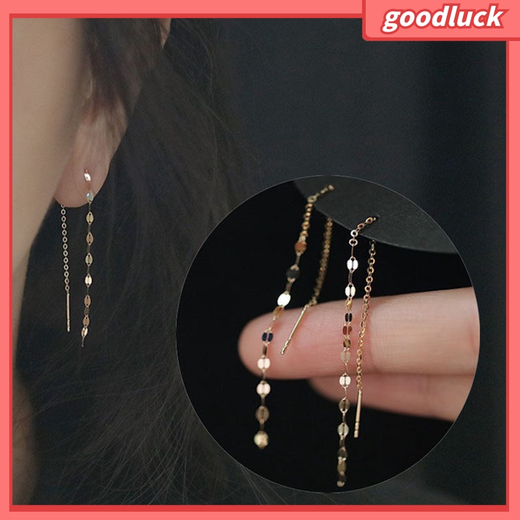 Goodluck| 1 Đôi Bông Tai Dáng Dài Phối Tua Rua Thời Trang Cho Nữ