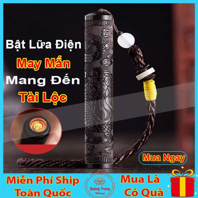 Bật Lữaa Điện ⭐FreeShip⭐Bật Lữa Thổi Vỏ Gỗ chế tác thủ công, quà tặng tài lộc may mắn