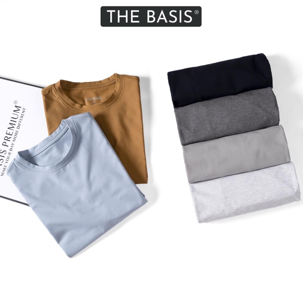 Áo thun nam cổ tròn 6 màu mới, vải cotton Premium co giãn, mềm, form regular Basis AT04 *