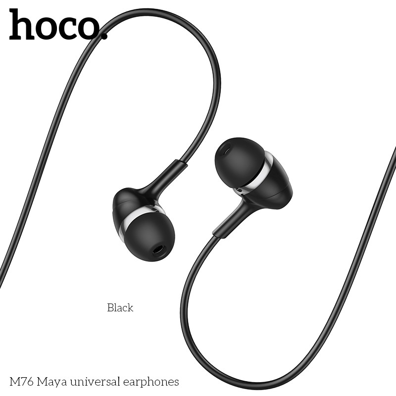 Tai nghe nhét tai Hoco M76 thể thao, nghe hay có mic đàm thoại, dây dài 1.2m, Jack cắm 3.5mm - Chính hãng