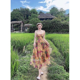 Đầm maxi hai dây hoa siêu hot mùa hè 2022 siêu hot chuẩn mẫu ảnh