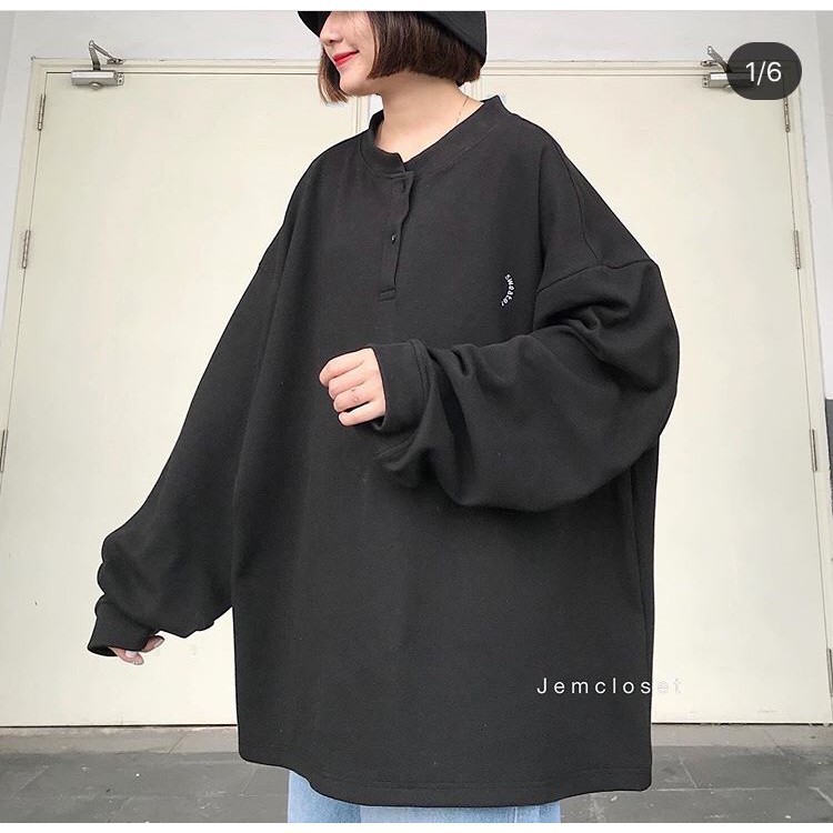 Áo Sweater nữ trơn Form Rộng có cúc -1739 IAMC.Closet | BigBuy360 - bigbuy360.vn