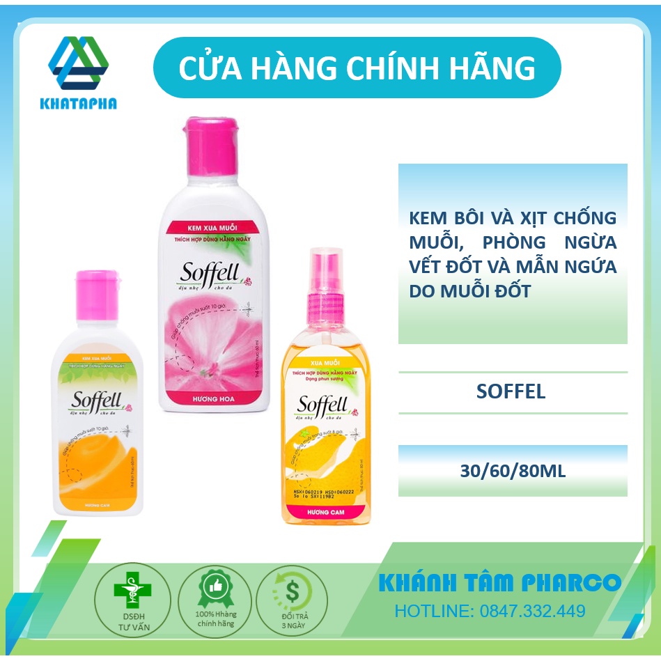 Xịt / Kem bôi chống muỗi Soffell Hương hoa, cam