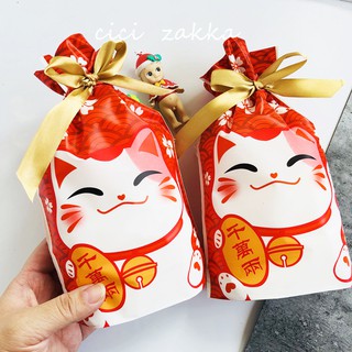 Túi bánh kẹo rút nơ (Mèo chiêu tài đỏ | 50c)